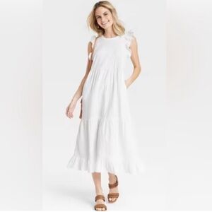 Elegant White Ruffle Dress
